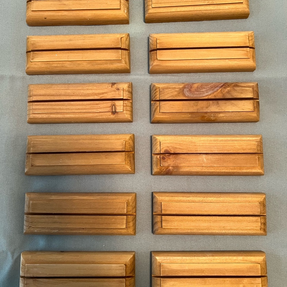 Handmade Wooden Menu Card Holders for Buffet Serving or Place Cards - Set of 12